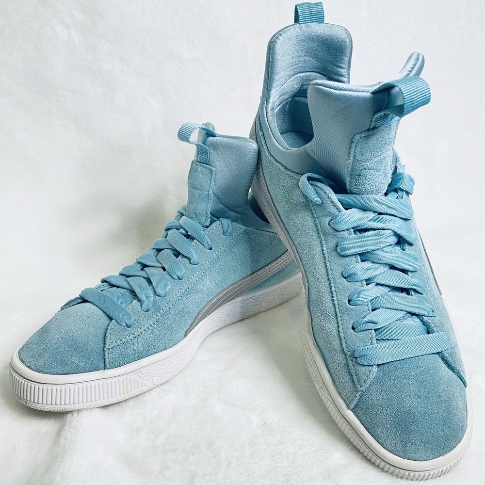Puma Fierce Suede Basketball High Top Shoes Teal Women's  5.5c Y2K Athleasure - Picture 2 of 10